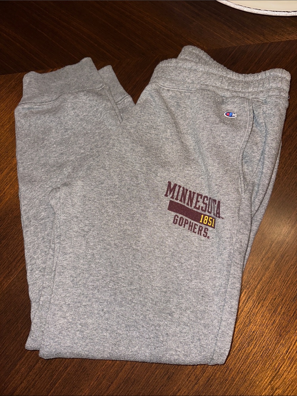 Champion Gray Minnesota Gophers Sweatpants with Maroon & Gold Logo